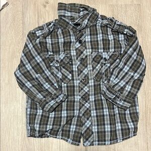 4/$20 Boy’s Plaid Shirt - Black and Gray